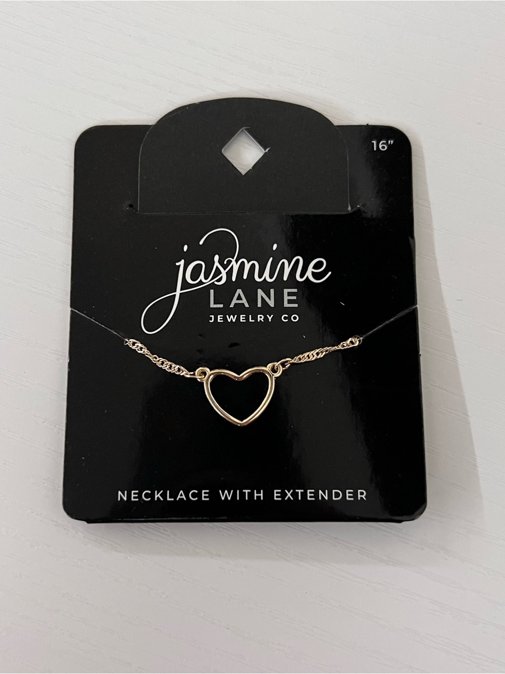 Jasmine Lane Jewelry Co Gold Tone Open Heart Necklace 16” NWT